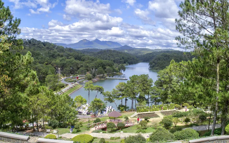 Aerial view of the Valley of Love and its lake